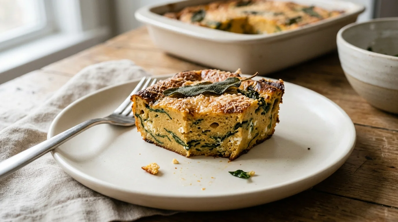 Pumpkin Ricotta Egg Bake with Spinach & Sage
