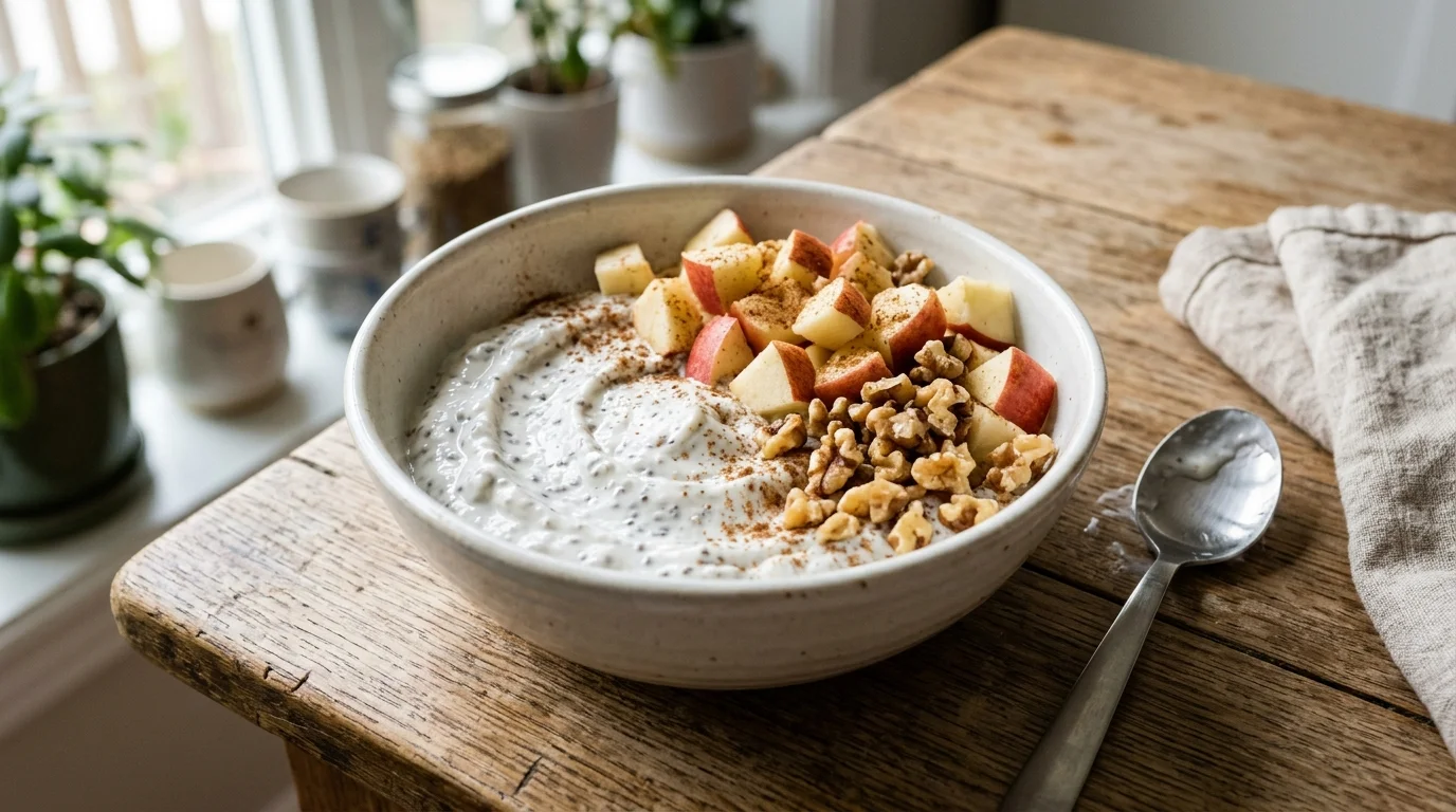 Greek Yogurt Breakfast Bowl with Apple, Walnuts & Cinnamon