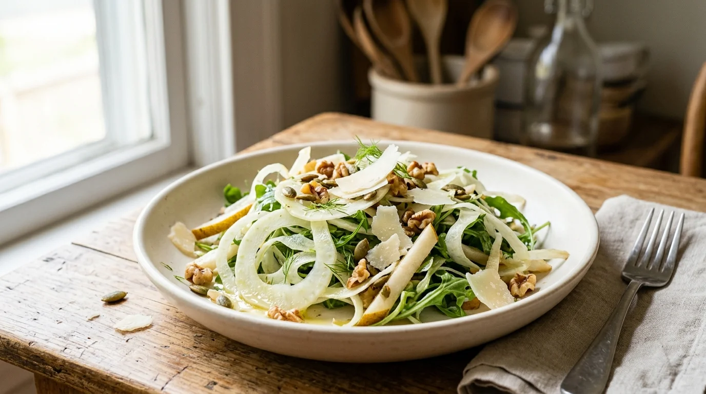 Shaved Fennel Salad with Pear, Walnuts & Parmesan