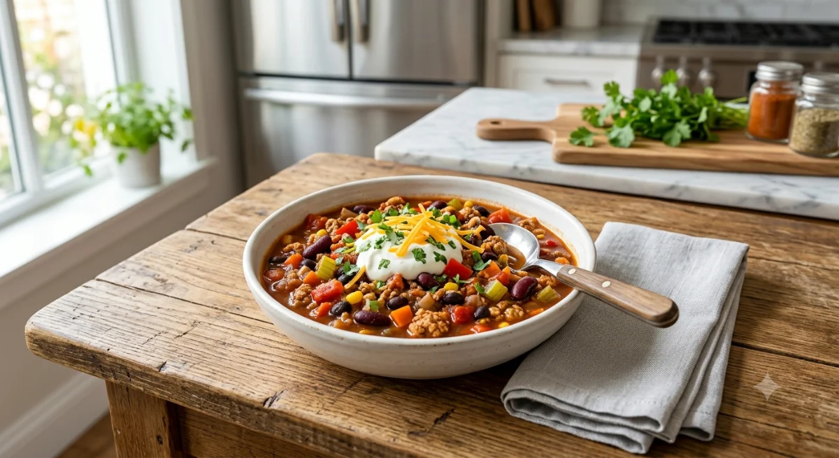 Turkey Chili with Kidney & Black Beans